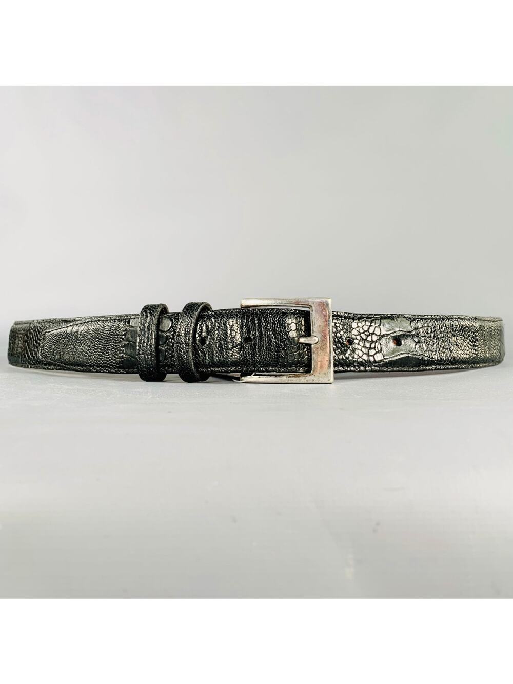 NO BRAND Size 42 Black Croc Embossed Leather Belt